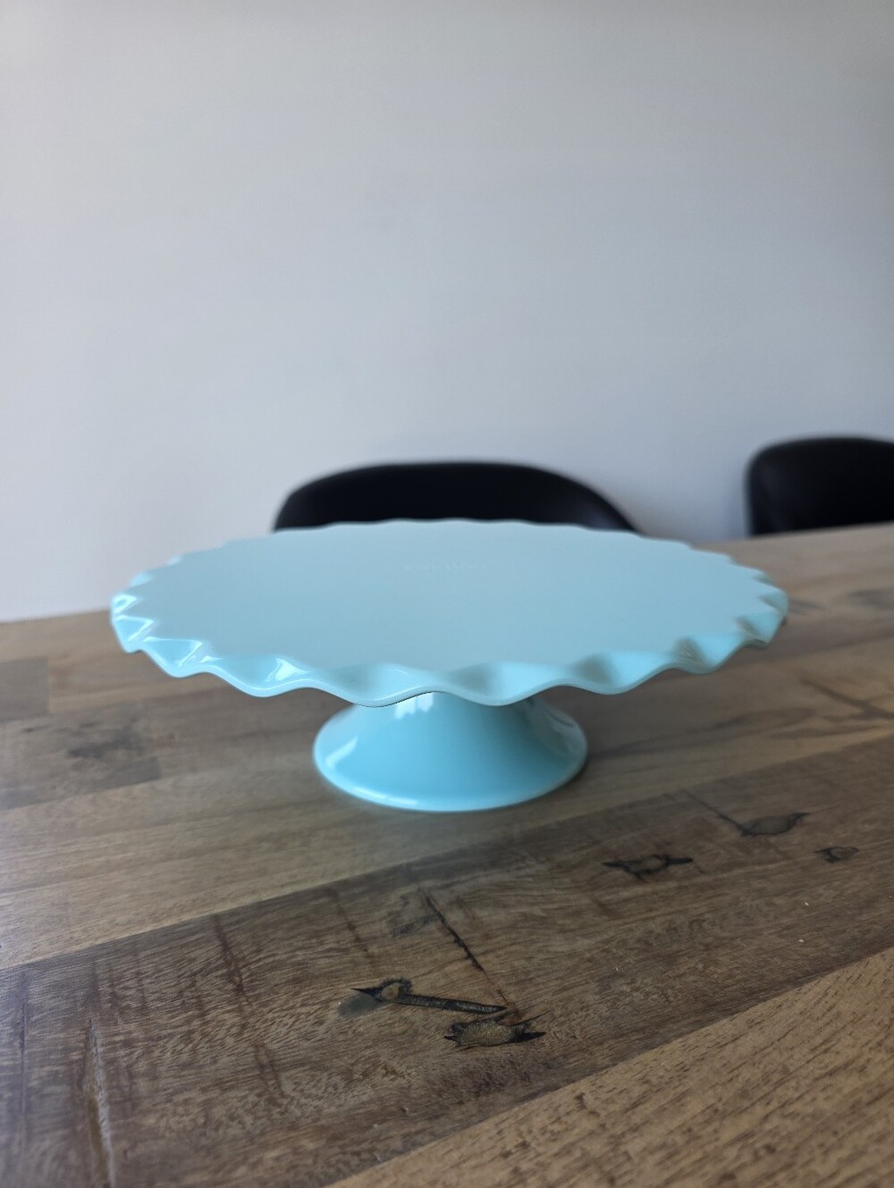 SusieCakes Aqua Pedestal Cake Stand Scalloped Melamine Dessert Cupcake Display